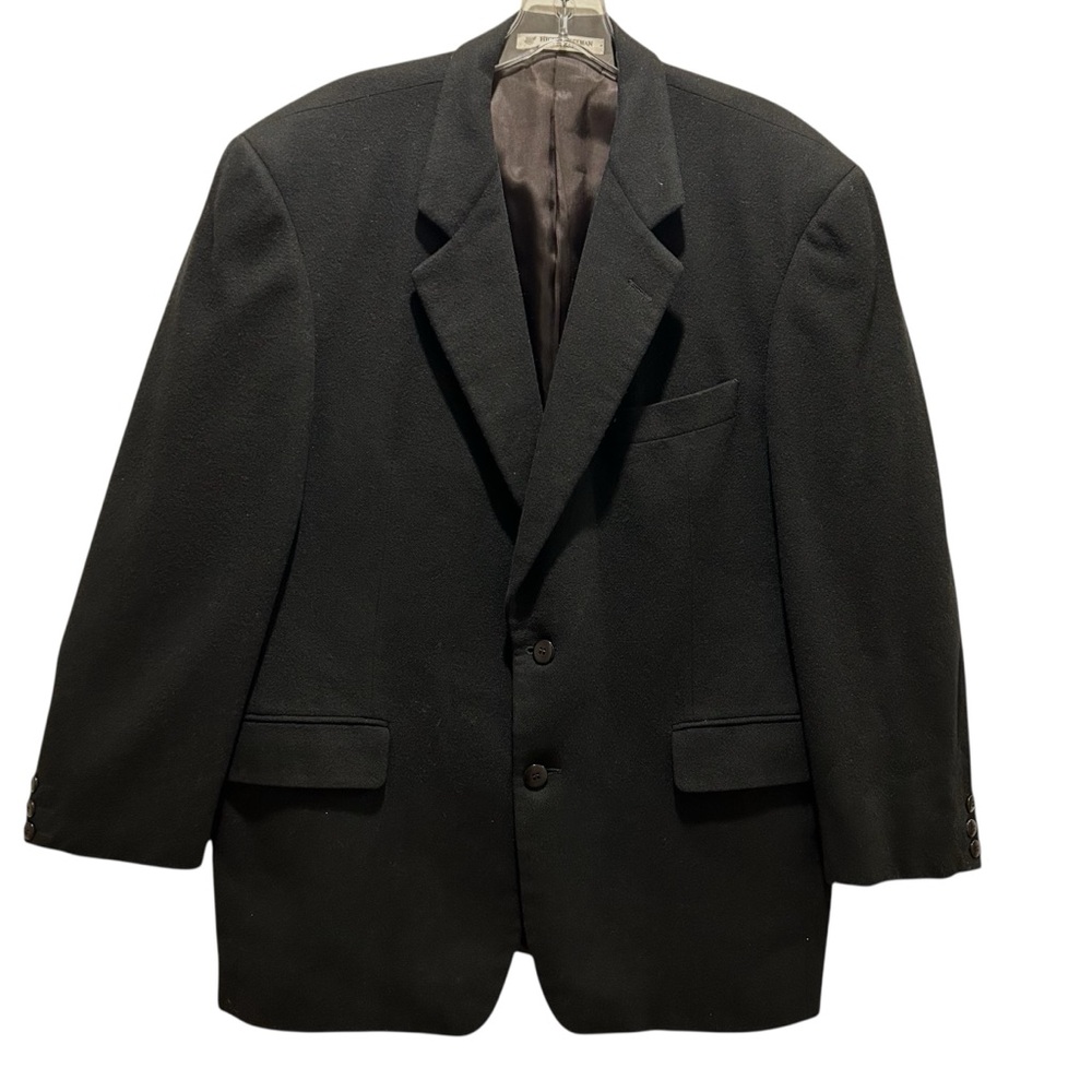 Hickey Freeman Men’s Black Moda 100% Cashmere Two-Button Blazer - Size 42 Short